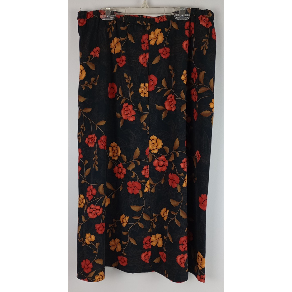 Kathie Lee Collection Womens 12 Brown Orange Gold Autumn Floral Side Zip Skirt - Picture 2 of 8